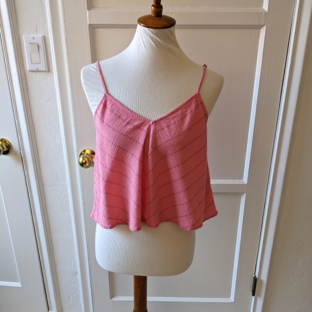Madewell pink striped bondi cover-up cami crop tank top size large